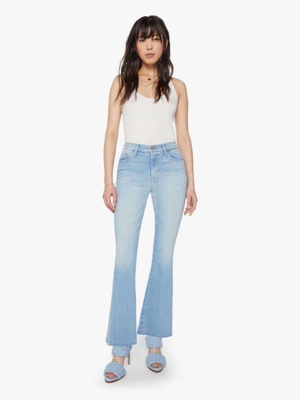 MOTHER The Weekender Fray California Cruiser Light Wash Denim Jeans Stretch 27